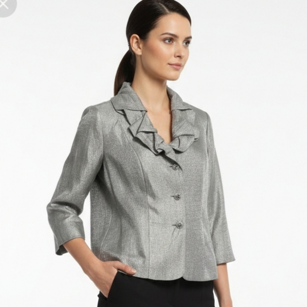 Notations Gray Green Shimmery Jacket Coquette Twee Whimsigoth M
